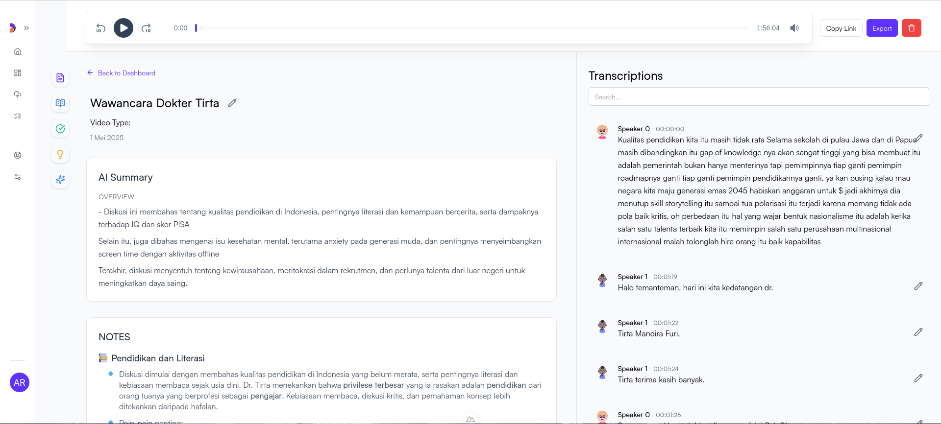 Notulen AI UI Preview